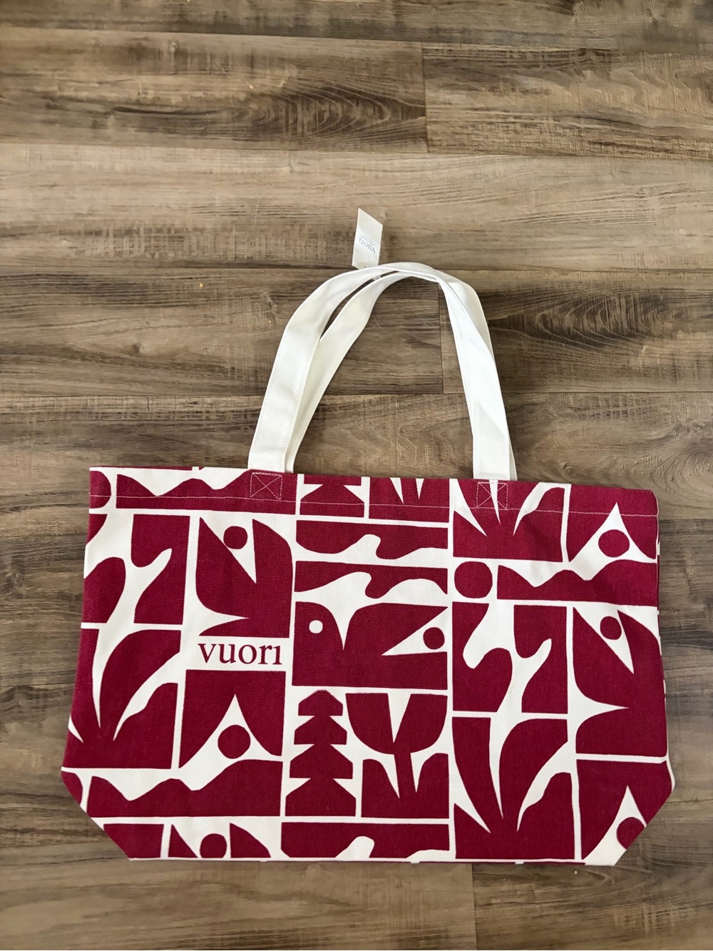 Vuori Maroon & White Graphic Canvas Tote